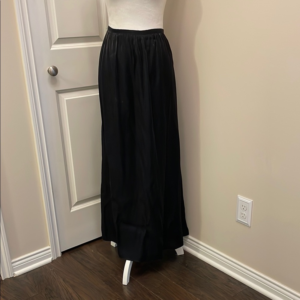 Brannan Studio San Francisco Black Pleated Maxi Skirt elastic waist size 16